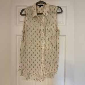 Velvet Heart Cream Sleeveless Button down Blouse